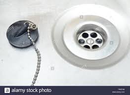 kitchen sink plug hole stock photo alamy