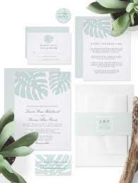 Understated And Elegant Tropical Wedding Invitations With An Island Vintage Vibe Fe Fun Wedding Invitations Grey Wedding Invitations Wedding Invitations Leaves