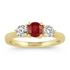 So, go ahead and make your moment of love truly special with a ruby engagement ring from angara. Ruby And Diamond Three Stone Ring In 14k Yellow Gold Shane Co