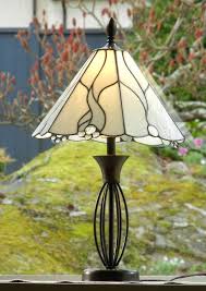 Stained Glass Lamp Shade White Flowing Curves Stained Glass Lamp Shades Stained Glass Lighting Stained Glass Light