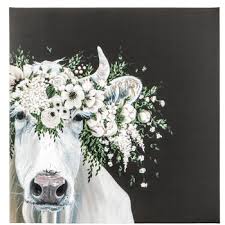 Arranging pressed flowers in a frame that features clear glass on both sides will look absolutely gorgeous no matter where in your home you display them in your home. Cow Flower Crown Canvas Wall Decor Hobby Lobby 1640473