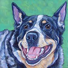 Australian portrait artist does digital portrait art from $69 pencil drawings from $139. Oscar The Australian Cattle Dog Blue Heeler Custom Pet Portrait Painting On 10 X 10 Canvas From Pet Portraits By Bethany Dog Sketch Dog Art Pet Portraits