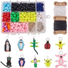 Beaded patterns of beaded keychain. Amazon Com Sunnyclue 1 Box Diy 10pcs Bead Pets Kit 8mm Pony Beads Assortment Box Set With Keyring Lanyard Clips Instruction Home Kitchen