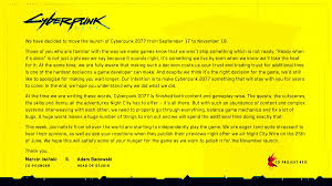 Cyberpunk 2077 On Twitter An Important Development Update