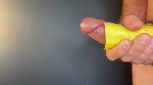 BANANA SPLIT! Guy Jerks Off by Fucking Banana Peel