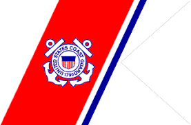 Vector color handdrawn illustration of a isolated police boat. U S Coast Guard Flags