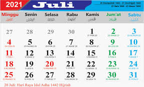 Download template kalender 2021 mentahan format cdr. Kalender Bulan Juli 2021 Lengkap Hari Libur Nasional