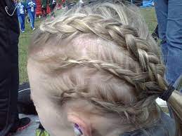 Faux Shave Braid For A Cross Country Meet It Was Very Windy And She Was Running But The Braid Held Hair Diary Braided Hairstyles Hair Styles