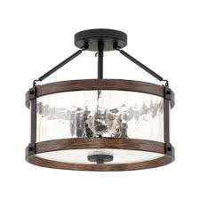Allie wood beaded/metal led flush mount, black/taupe by. Kira Home Hadley 14 Farmhouse Semi Flush Mount Ceiling Light Crackled Glass Shade Textured Black Wood Style Walnut Walmart Com Walmart Com