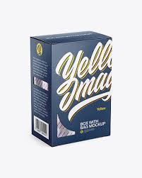 Download Glossy Paper Box With Metallic Bag Mockup Half Side View In Box Mockups On Yellow Images Object Mockups PSD Mockup Templates