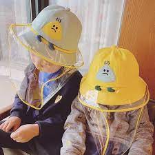Cartoon Patchwork Bucket Hat With Detachable Face Shield For Kids In Pink Cyan Beige Orange Yellow Ropa De Ensayo Ropa Impermeable Sombreros De Ninas