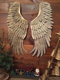 Metal Angel Wings Hanging Wall Decor Rustic Distressed Vintage Gold Set Angel Wings Wall Decor Rustic Wall Decor Hanging Wall Decor