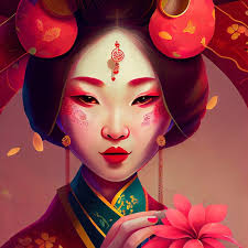 Geisha in scott rohl style coloring pages