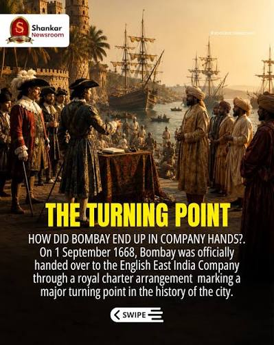 ONE DATE. ONE DECISION. A CITY'S HISTORY CHANGED FOREVER. On 1 September 1668, Bombay was officially handed over to the East India Company through a royal charter arrangement. What followed would reshape