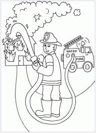 Plansa De Colorat Pompierul Stinge Incendiul Din Casa Planse De Colorat Cu Meserii Copiisimamici Ro People Coloring Pages Coloring Books Coloring Pages