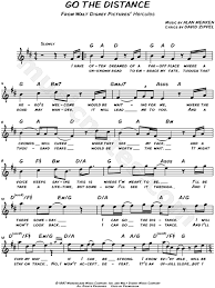 Go The Distance From Walt Disney S Hercules Sheet Music Leadsheet In D Major Transposable Download Print Disney Songs Sheet Music Disney Hercules