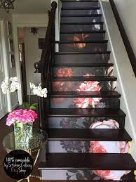10 Step Stair Riser Decal Vintage Painted Flowers Stair Sticker Floral Removable Stair Riser Decor Strip Peel And Stick Stair Riser 13r Stair Decor Stair Riser Decals Stair Risers