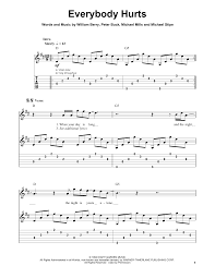 The three best 'everybody hurts' chords and tabs by r.e.m. Everybody Hurts Sheet Music R E M Easy Guitar Tab