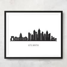 Atlanta Skyline Art Black And White Atlanta Skyline Printable Atlanta Georgia Black White Wall Etsy Black And White Wall Art White Wall Art Poster Wall Art