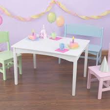 Nantucket Table With Bench 2 Chair Set Pastel Kids Play Table Kids Table And Chairs Kid Table