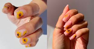 Diseños de uñas con flores Los Disenos De Unas De Girasoles Mas Lindos De La Temporada