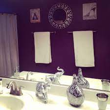 A purple bathroom will add character to your entire home. Basement Bathroom Colour Purple Bathrooms Purple Bathroom Decor Bathroom Decor Pictures