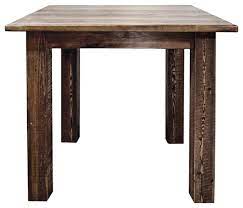 Satin chrome metal round adjustable leg. Homestead Counter Height Square 4 Post Dining Table Stain Lacquer Finish Rustic Dining Tables By Montana Woodworks Houzz