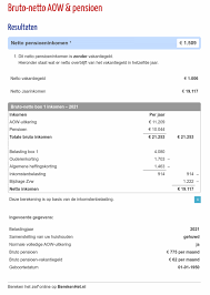 Bruto Netto Aow Pensioen Berekenhet Nl