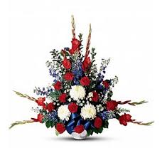 The most common red white funeral material is metal. Red White Blue Sympathy Basket In Brooklyn Ny Greenpoint Floral Co