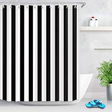 Product title mainstays cityscape peva shower curtain or liner, 70 inch x 72 inch, black average rating: Amazon Com Lb Black And White Shower Curtain Striped Bathroom Curtain 60x72 Inch Waterproof Polyester Fabric Fashion Bath Decor Ring Hooks Included Kitchen Dining