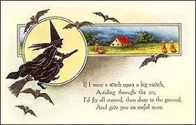 Witch Poems For Halloween If I Were A Witch Upon A Big Switch Halloween Limerick Poems Vintage Halloween Cards Vintage Halloween Witch Silhouette