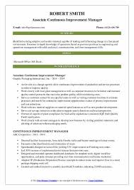 continuous improvement manager resume