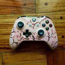 Painted An Xbox Controller With Cherry Blossom Description In Comments Xbox Controller Xbox Custom Xbox One Controller