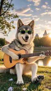 동숲 기타치는 강아지 | TikTok