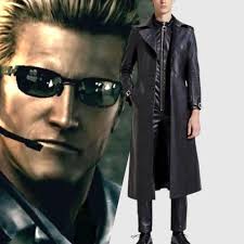Men's Albert Wesker Black Trench Coat, Resident Evil Cosplay Costume, RE 5  Cosplay Coat, Real Leather Coat
