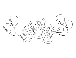 Did you know you can find free coloring pages? Printable Balloons And Party Hats Coloring Page