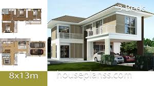 Land area 54 square wah line size around the house 6.00×13.00 house design plan 9x10.5m with 5 bedrooms. House Plans Idea 8x13 With 3 Bedrooms House Plans S