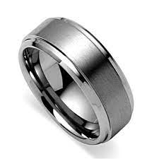 Tungsten Ring Wedding Band Flat Top Brush Finish Titanium Color 8mm Mens Wedding Bands Tungsten Tungsten Mens Rings Wedding Ring Bands