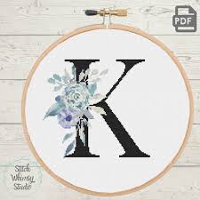 (11 used & new offers) other format: K Initial Monogram Letter Teal Purple Botanical Floral Baby Girl Nursery Modern Counted Cross Stitch Pattern Pdf Instant Digital Download En 2021 Letras De Monograma Punto De Cruz Patrones Etsy