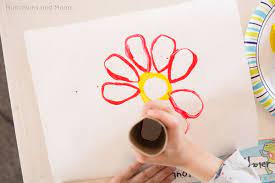 Toilet Paper Tube Flower Prints Munchkins And Moms School Art Projects Paint Print Painted Paper