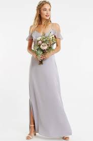 Oasis Pale Grey Ruffle Satin Maxi Dress Size 12 Uk Colour Pale Grey In 2021 Light Grey Bridesmaid Dresses Grey Bridesmaid Dresses Bridesmaid Dresses Uk