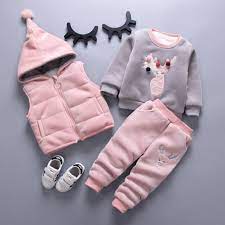 Baby Boy Girl Clothes Long Sleeved Fashion Fawn pattern coat and pant and  Jacket 3pcs Children's Outfits Kids bebes jogging suit - OnshopDeals.Com