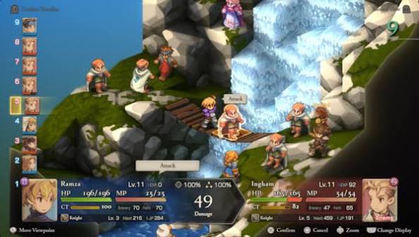 Diorama pertempuran isometrik dengan sistem job class RPG taktis