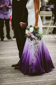 Mermaid V Neck Open Back Purple Dip Dye Chiffon Wedding Dress Colored Wedding Dresses Wedding Dresses Strapless Wedding Dresses Lace