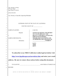 Read here to know your rights when being sued. Sample Motion To Vacate Judgment And Quash Service For California