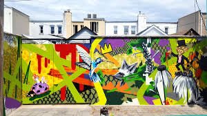 Backyard Mural Wall Ideas Graffiti Art On Block Fence In Queens New York City Residential Art Wall Street Art Mural Art Street Artists