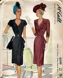 Mccalls 6599 Vintage 1946 Cocktail Dress Pattern Pleated Wrap By Sydcam123 Cocktail Dress Patterns Vintage Dress Patterns 1940s Fashion