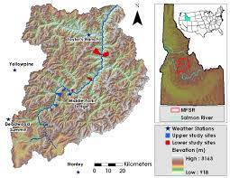 The drainages on the north side of camas creek from its mouth upstream to. Middle Fork Salmon River Study Area Map