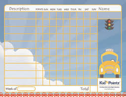 Printable Kids Chart Vehicles Theme Kid Pointz