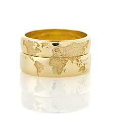 How much is a 14k gold ring. 14k Gold Wedding Bands Set With World Map Travelers Wedding Etsy